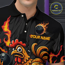 Load image into Gallery viewer, Personalized Chicken Bowling Shirt Orange Flame Bowling for Men Team League Polo &amp; Quarter-Zip QZT706