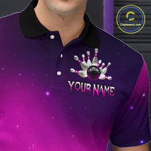 Load image into Gallery viewer, Purple Galaxy Bowling Shirts for Men Women Custom Team Bowling Jersey for Bowlers MBL125