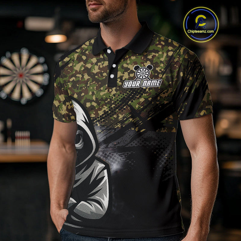 Personalized Men's Darts Shirt - Grim Reaper & Camouflage Custom Name For Players NYN0437