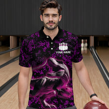 Load image into Gallery viewer, Custom Purple Bowling Shirt Dinosaur Bowling Jersey Quarter Zip Bowling League QZT632