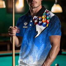Load image into Gallery viewer, Personalized Blue Pool Player Billiard 8 Ball Polo &amp; 1/4 Zip For Men Custom Billiard Shirts Jerseys TDM3656