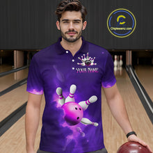 Load image into Gallery viewer, Purple Smoke Bowling Shirts for Women Men Team Custom Bowling Jerseys MBL126