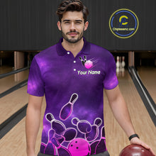 Load image into Gallery viewer, Purple Neon Bowling Shirts for Women Men Custom Team Bowling Polo &amp; Quarter Zip MBL127