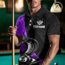 Load image into Gallery viewer, Custom Purple Cobra Snake 8 Ball Pool Billiard Shirts for Men Team Polo &amp; 1/4 Zip Shirts NNT57