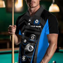 Load image into Gallery viewer, Blue Billiard Jersey Men 8 Ball Crown Billiard Custom Billiard Shirt for Men Billiard Team Jersey Polo &amp; 1/4 Zip NNT34