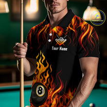 Load image into Gallery viewer, Billiard Fire 8 Ball Flame Custom Men&#39;s Billiard Shirts, Billiard Team Pool Jerseys |Orange TDM4011