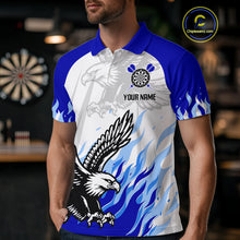 Load image into Gallery viewer, Men's Custom Darts Shirt - Eagle With Wings Dart Arrow &amp; Blue Flaming Pattern NYN0332