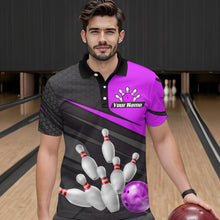 Load image into Gallery viewer, Purple Bowling Shirt for Men&amp;Women Team Bowling Jersey Colorful Bowling Polo &amp; 1/4 Zip MBL49