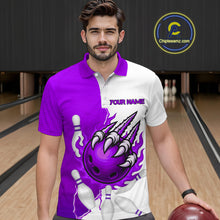 Load image into Gallery viewer, Custom Sharp Claws Bowling Shirt Purple Men Women Team Bowling Flaming Jerseys MBL91
