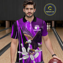 Load image into Gallery viewer, Custom Purple Eagle Bowling Shirt for Men Women Team Bowling Polo Shirts &amp; 1/4 Zip MBL95