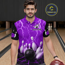 Load image into Gallery viewer, Purple Thunder Lightning &amp; Lava Bowling Shirt for Men Women Team Bowling Jersey MBL92