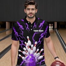Load image into Gallery viewer, Thunder Lightning Purple Bowling Shirt Custom Bowling Jersey for Men Women Team MBL66