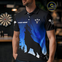 Load image into Gallery viewer, Persionalized Wolf-Head Dart Arrows Blue Dart Shirt For Men, Dart Team Jerseys NYN0112