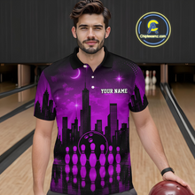 Load image into Gallery viewer, Purple Bowling Custom Men Bowling Shirt Polo &amp; Quarter-Zip Bowling Team Jerseys HNT66