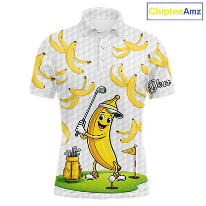 Funny Banana Pattern Golf Men's Polo Shirt, Team Golf Clothes, Golf Gifts NBT610