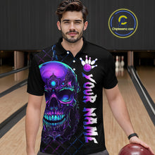 Load image into Gallery viewer, Purple Skull Bowling Custom Men Bowling Shirt Polo &amp; Quarter-Zip Bowling Team Jerseys HNT51