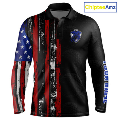 Custom Mens Golf Polo Shirt USA Flag, Golf Family Team Shirt, School Team Golf Shirt, Patriotic Golf Shirt NHT715
