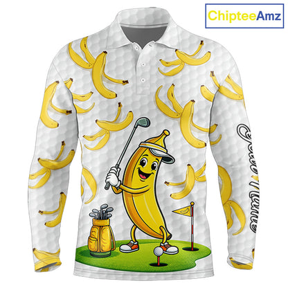Funny Banana Pattern Golf Men's Polo Shirt, Team Golf Clothes, Golf Gifts NBT610