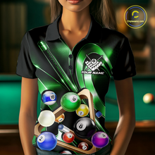 Load image into Gallery viewer, Custom Ball Pool Shirts Green Billiard Shirt for Women Billiard Team Jersey Billiard League NNT180