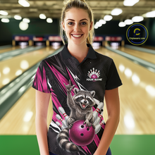 Load image into Gallery viewer, Custom Pink Raccoon Bowling Jersey for Women Bowling Team Shirts Bowling Polo &amp; 1/4 Zip HNT254