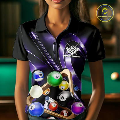 Custom Ball Pool Shirts Purple Billiard Shirt for Women Billiard Team Jersey Billiard League NNT180