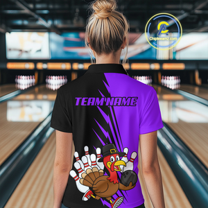 Purple Turkey Bowling Shirts for Women Men Team Custom Bowling Jerseys Thanksgiving MBL180