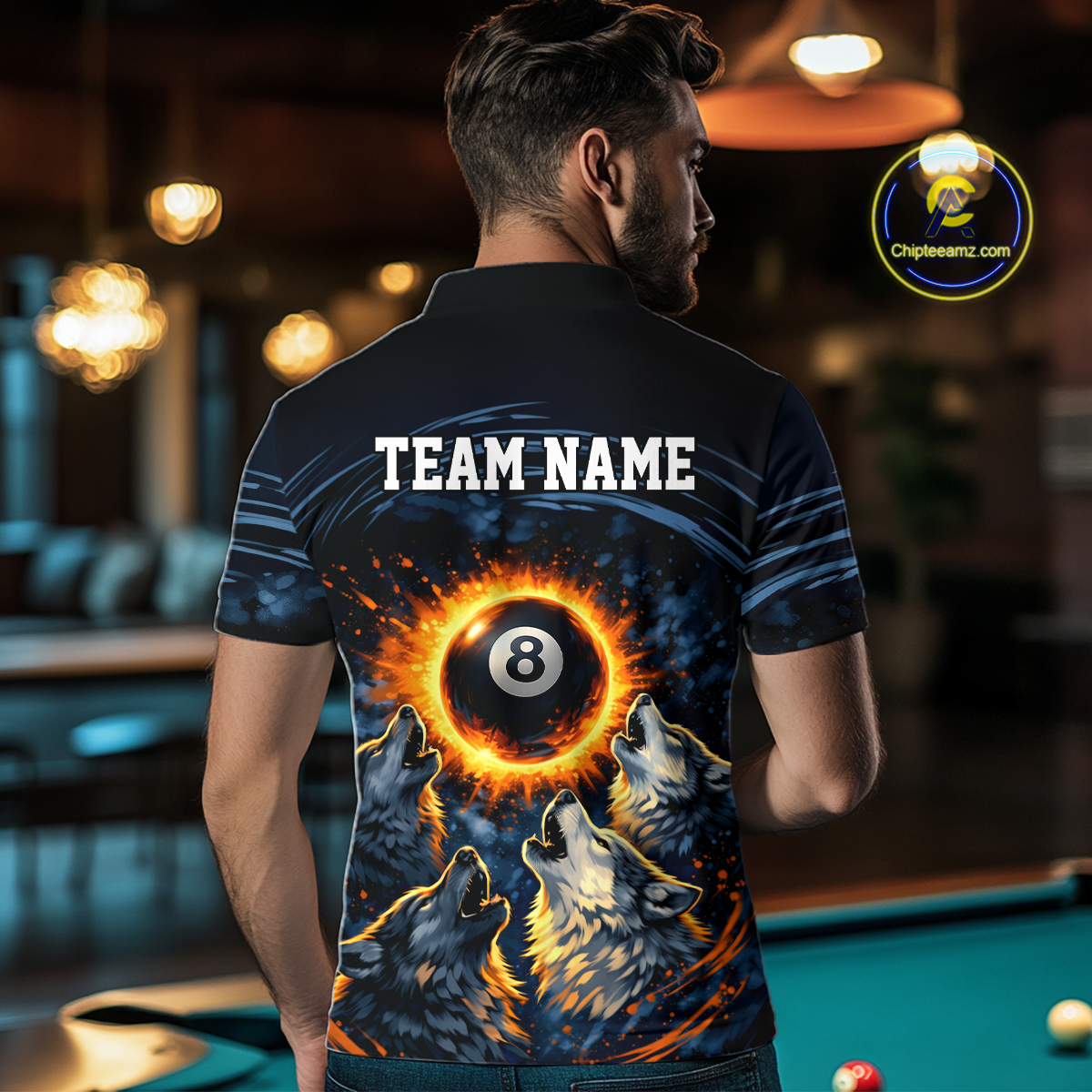 Personalized Funny Wolf 8 Ball Pool Men Billiard Polo & 1/4 Zip, Billiard Shirt, Billiard Team Jerseys NNT144