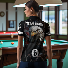 Load image into Gallery viewer, Custom Name Eagle Billiard Shirt American Flag Billiard Jersey for Women Polo &amp; 1/4 Zip Shirt Team NNT02