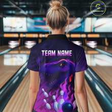 Load image into Gallery viewer, Dinosaur Purple Bowling Shirts for Men Women Custom Team Bowling Jerseys for Bowlers MBL133