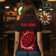 Load image into Gallery viewer, Lightning Smoke Red Dartboard Women's Darts Shirt - Custom Name For Darts Jersey NYN0471