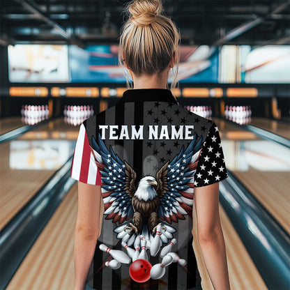 Eagle Bowling Polo Shirt Custom Bowling Jersey for Women Bowling Team League QZT51