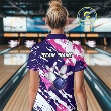 Load image into Gallery viewer, Custom Pink&amp;Purple Bowling Shirts for Men Women Team Bowling Polo and Quarter Zip MBL117