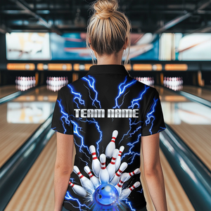 Thunder Lightning Blue Bowling Shirt Custom Bowling Jersey for Men Women Team MBL66