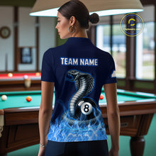 Load image into Gallery viewer, Custom Blue Cobra Snake 8 Ball Pool Flame Billiard Shirts for Women Team Polo &amp; 1/4 Zip Shirts NNT56