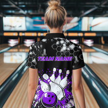 Load image into Gallery viewer, Purple Watercolor Bowling Shirts Men Women Team Custom Bowling Polo &amp; 1/4 Zip Shirt MBL60