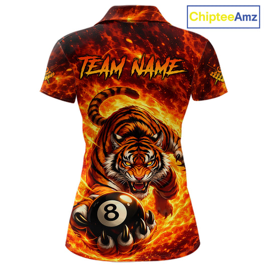 Red Flames Wolf Claw Hold 8 Ball 3D Unique Billiard Shirt For Women Personalized Pool Balls Shirts NYN2651