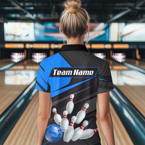 Blue Bowling Shirt for Men&Women Team Bowling Jersey Colorful Bowling Polo & 1/4 Zip MBL49