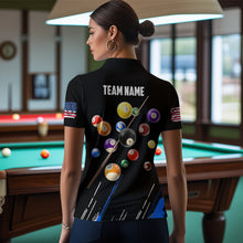Load image into Gallery viewer, Personalized Black Blue 3D Pool Balls Billiard Shirts For Women Custom Team 8 Ball Billiard Jerseys TDM3575