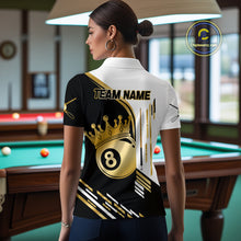 Load image into Gallery viewer, Personalized Golden 8 Ball Pool Crown Billiard Shirt For Women Custom Billiard Team Jerseys Uniform TDM4182