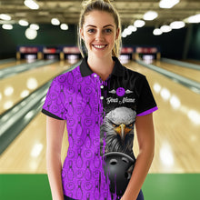 Load image into Gallery viewer, Purple Eagle Bowling Custom Women Bowling Shirt Polo &amp; Quarter-Zip Bowling Team Jerseys HNT49