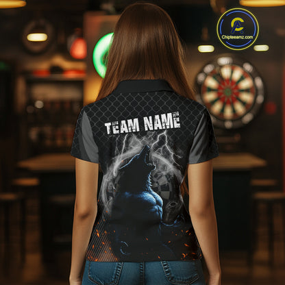 Women's Custom Darts Jersey With Thunder Wolfs & Dark Geometric Pattern NYN0283