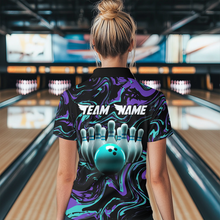 Load image into Gallery viewer, Purple Bowling Custom Women Bowling Shirt Polo &amp; Quarter-Zip Bowling Team Jerseys HNT48
