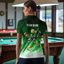 Load image into Gallery viewer, Personalized Green Pool Player Billiard 8 Ball Polo &amp; 1/4 Zip For Women Custom Billiard Shirt Jerseys TDM3657