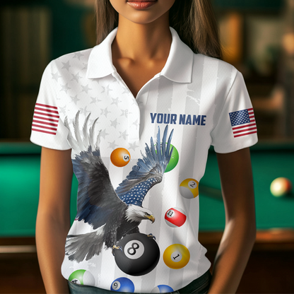 American Flag Billiards Shirt Eagle 8 Ball Billiards Billiard Shirt Women Polo Shirts & 1/4 Zip NNT07