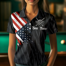 Load image into Gallery viewer, Personalized Billiard Shirt American Flag Eagle Billiard Jersey for Women Polo &amp; 1/4 Zip Shirt Team NNT01