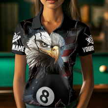 Load image into Gallery viewer, Custom Name Eagle Billiard Shirt American Flag Billiard Jersey for Women Polo &amp; 1/4 Zip Shirt Team NNT02