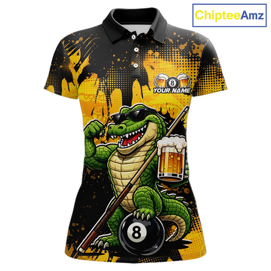Custom Beer Alligator 8 Ball Pool Shirts Billiard Shirt for Women Billiard Team Jersey Billiard League NNT182