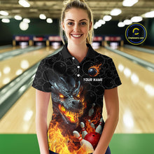 Load image into Gallery viewer, Custom Dragon Flaming Bowling Shirt for Men and Women Team Name Bowling Jersey MBL96