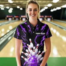 Load image into Gallery viewer, Thunder Lightning Purple Bowling Shirt Custom Bowling Jersey for Men Women Team MBL66