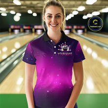 Load image into Gallery viewer, Purple Galaxy Bowling Shirts for Men Women Custom Team Bowling Jersey for Bowlers MBL125